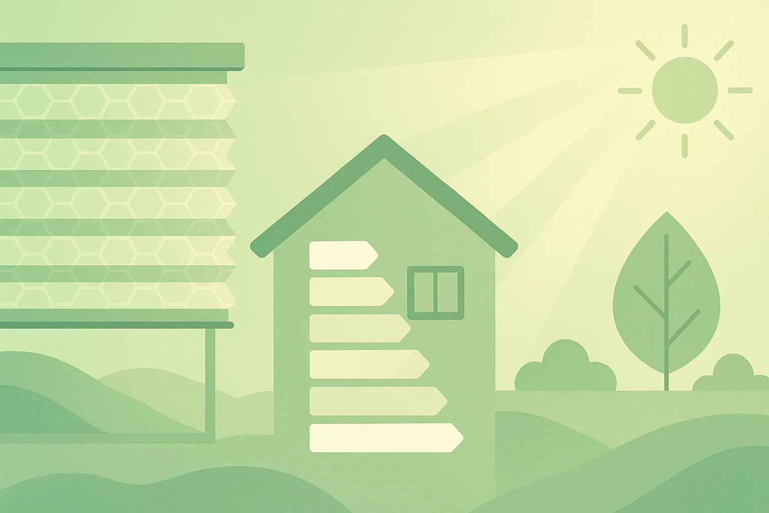 Bannerbild: Detailaufnahme eines Wabenplissees vor einem Fenster